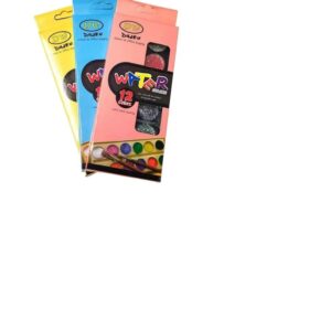 ACUARELAS PALETA 12 COLORES CON BRILLO + PINCEL LAVABLE AQUARELLE