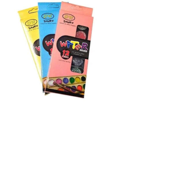ACUARELAS PALETA 12 COLORES CON BRILLO + PINCEL LAVABLE AQUARELLE
