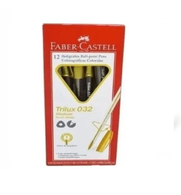 BOLIGRAFOS FABER-CASTELL TRILUX 032 MEDIO CRISTAL-COLORS Dorado