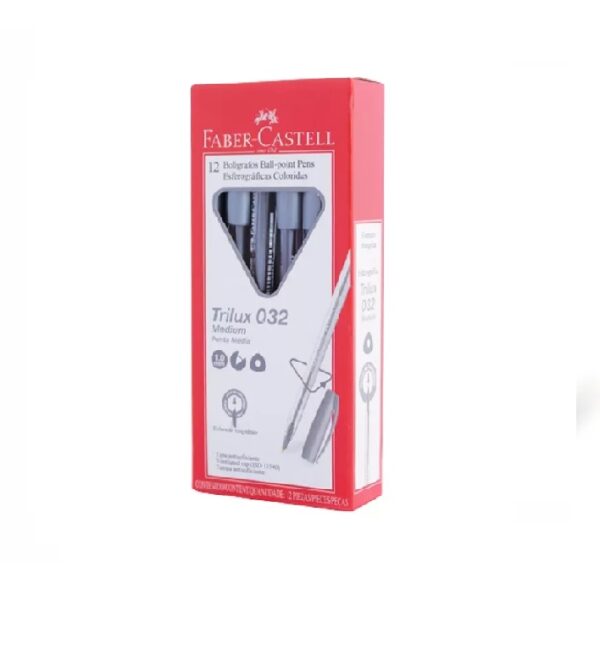 BOLIGRAFOS FABER-CASTELL TRILUX 032 MEDIO CRISTAL-COLORS Plateado
