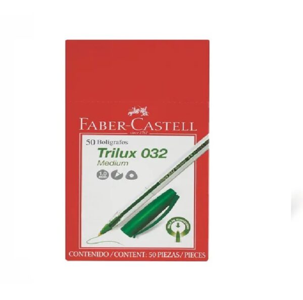 BOLIGRAFOS FABER-CASTELL TRILUX 032 MEDIO CRISTAL Verde