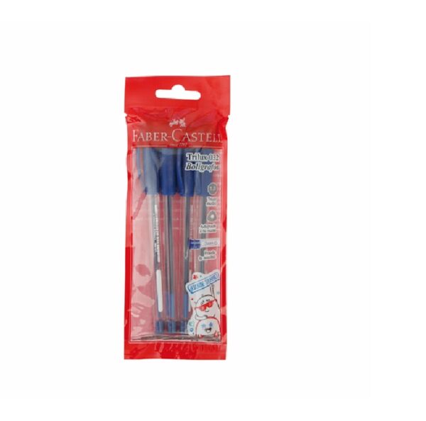 BOLIGRAFOS FABER-CASTELL TRILUX 032 MEDIO CRISTAL Azul BLISTERx4
