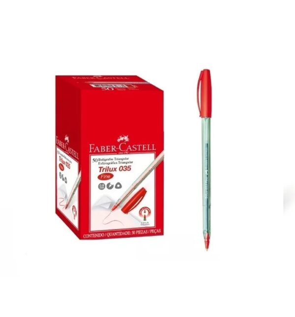BOLIGRAFOS FABER-CASTELL TRILUX 035 FINO CRISTAL Rojo