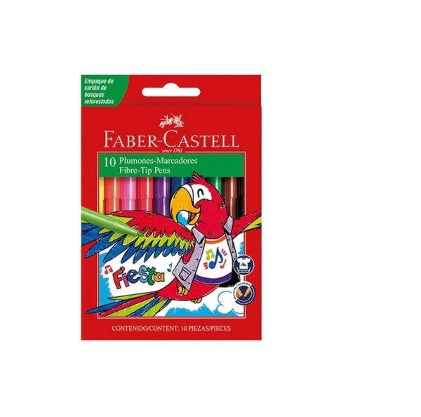 FIBRAS ESCOLARESx10 COLORES LARGAS FABER-CASTELL FIESTA