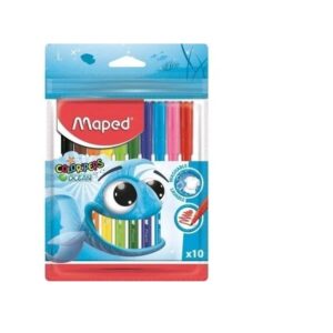 FIBRAS ESCOLARESx10 COLORES LARGAS MAPED COLORPEPS OCEAN