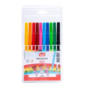 FIBRAS ESCOLARESx10 COLORES LARGAS TRABI-JUNIOR