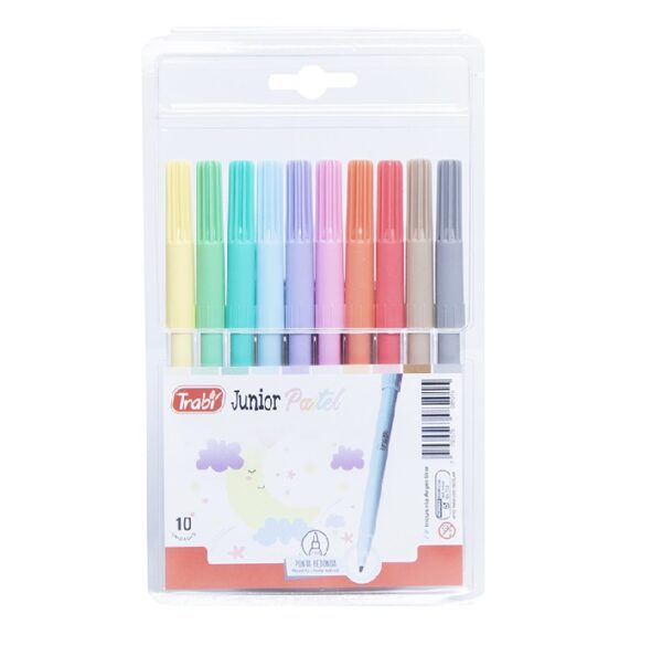 FIBRAS ESCOLARESx10 COLORES LARGAS TRABI-JUNIOR PASTEL