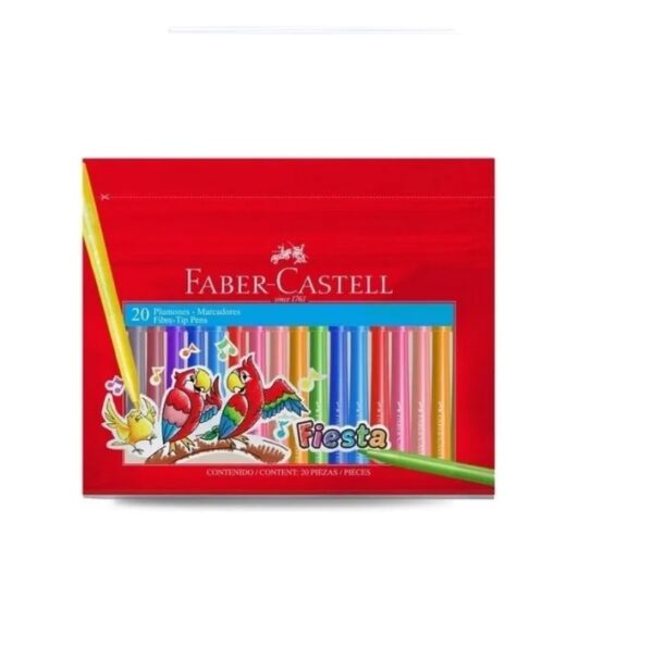 FIBRAS ESCOLARESx20 COLORES LARGAS FABER-CASTELL FIESTA C/ROTULOS