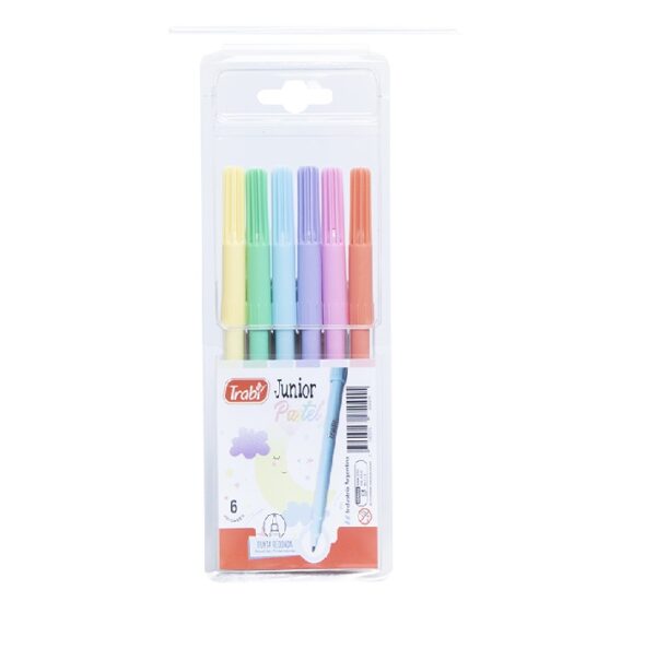 FIBRAS ESCOLARESx6 COLORES LARGAS TRABI-JUNIOR PASTEL