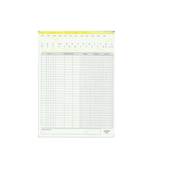 FICHAS CTA.CTE. 20x25cm PERFORADAS COLORES VARIOS PAQx50
