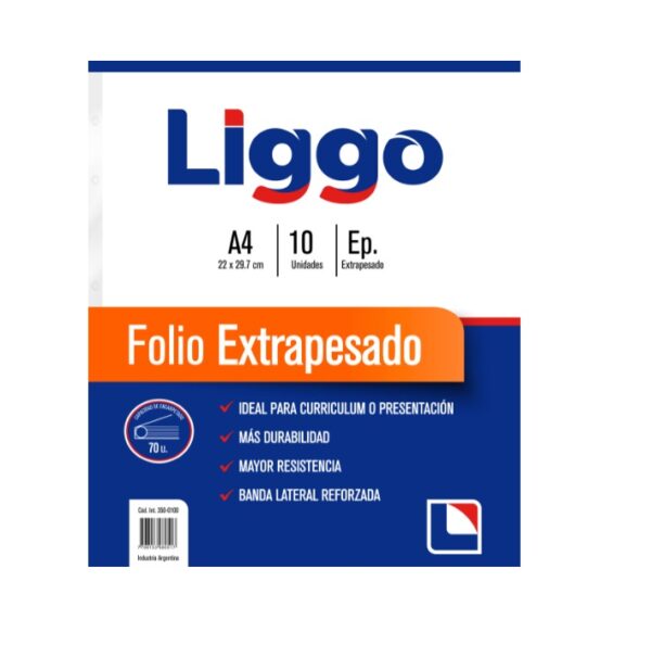 FOLIOS A4 TRANSPARENTES LIGGO EXTRAPESADO 70 MICRONES