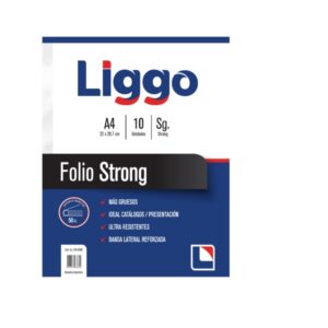 FOLIOS A4 TRANSPARENTES LIGGO STRONG EN BLISTERx10