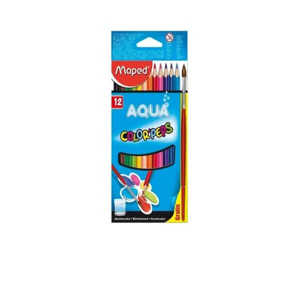 LAPICES COLORES 12 LARGOS ACUARELABLES MAPED