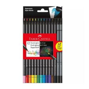LAPICES COLORES 12+2 LARGOS FABER-CASTELL - SUPERSOFT