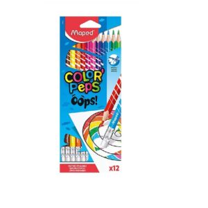 LAPICES COLORES 12 LARGOS BORRABLES CON GOMA MAPED