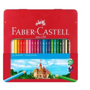 LAPICES COLORES 24 LARGOS CAJA METAL FABER-CASTELL
