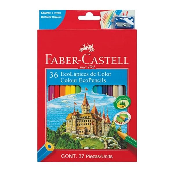LAPICES COLORES 36 LARGOS FABER-CASTELL + SACAPUNTA REGALO