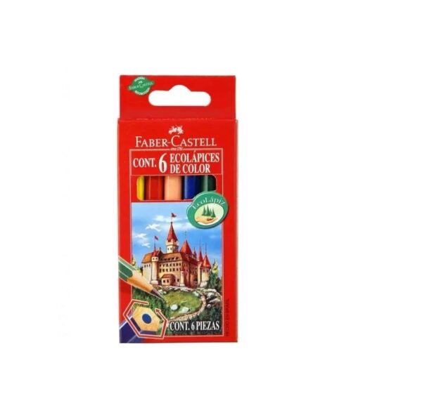 LAPICES COLORES  6 CORTOS EXAGONALES FABER-CASTELL