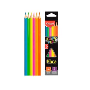 LAPICES COLORES  6 LARGOS FLUO MAPED