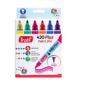 MARCADORES AL AGUA PUNTA REDONDA 420 FLUO TRABI