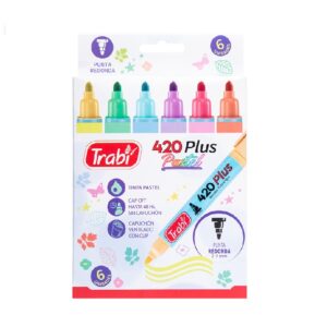 MARCADORES AL AGUA PUNTA REDONDA PASTEL 420 TRABI
