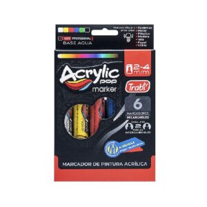 MARCADORES DE PINTURA ACRILICA TRABI DOBLE PUNTA A VALVULA RECARGABLE