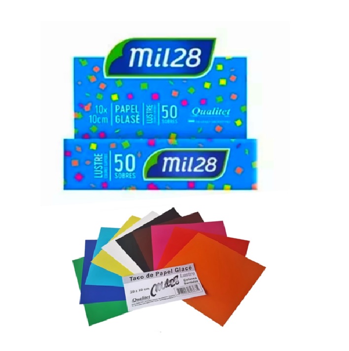PAPEL GLACE LUSTRE SOBREx10 HOJAS COLORES 10x10cm BAGUAL
