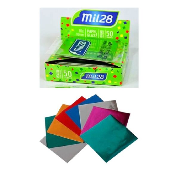 PAPEL GLACE METALIZADO SOBREx10 HOJAS COLORES 10x10cm FACEAL