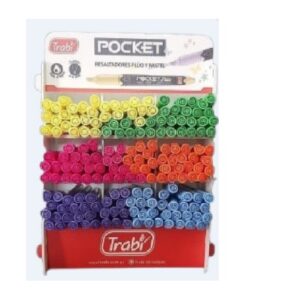 RESALTADORES TRABI POCKET FLUOR PUNTA CHATA EXHIBIDOR x 180