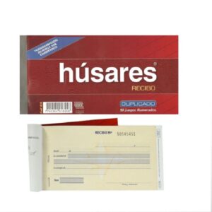 TALONARIOS RECIBO DUPLIC.QUIM.NUMERAD.50 JUEGOS 10,5x21cm S/LIQ.HUSARE