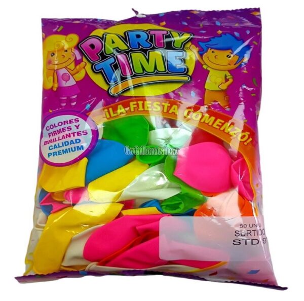 GLOBOS LATEX 9 PAQx50 GLOBOS PARTY TIME