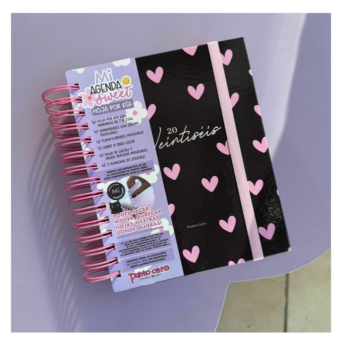AGENDAS PUNTO CERO 15x21cm ESPIRALADA DIA POR PAGINA SWEET-CORAZON