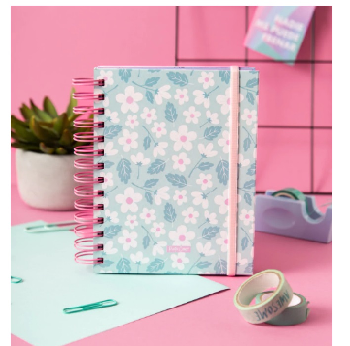 AGENDAS PUNTO CERO 15x19cm ESPIRALADA DIA POR PAGINA MODERNA-FLORCITAS