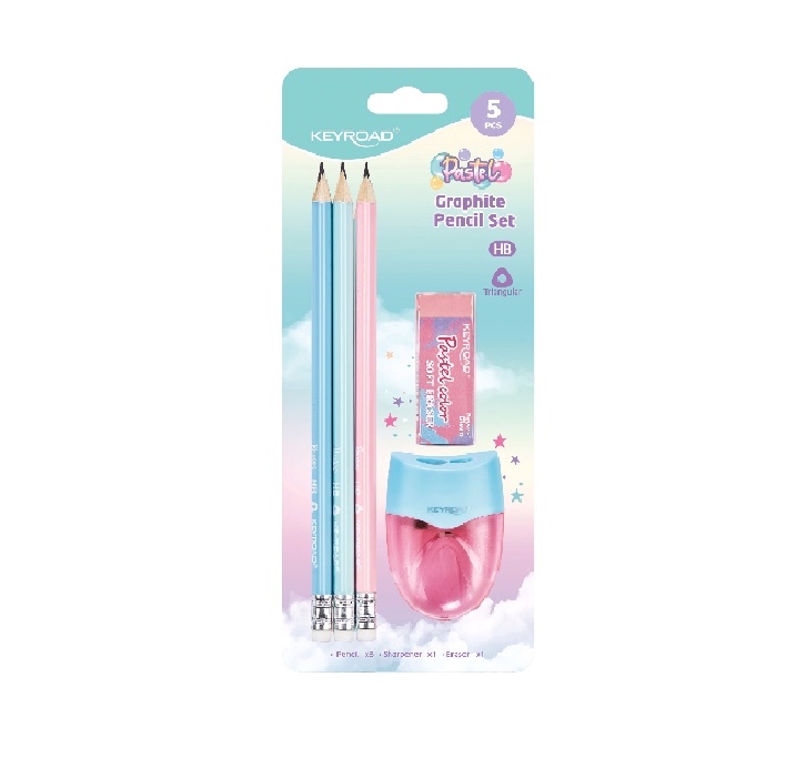 LAPIZ NEGRO SET 3 LAPIZ NEG+1SACAP+1GOMA BLISTER PASTEL