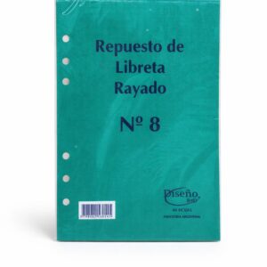 REPUESTOS HOJAS No8 15x21 cm  40 HOJ. RAYADAS DISENO